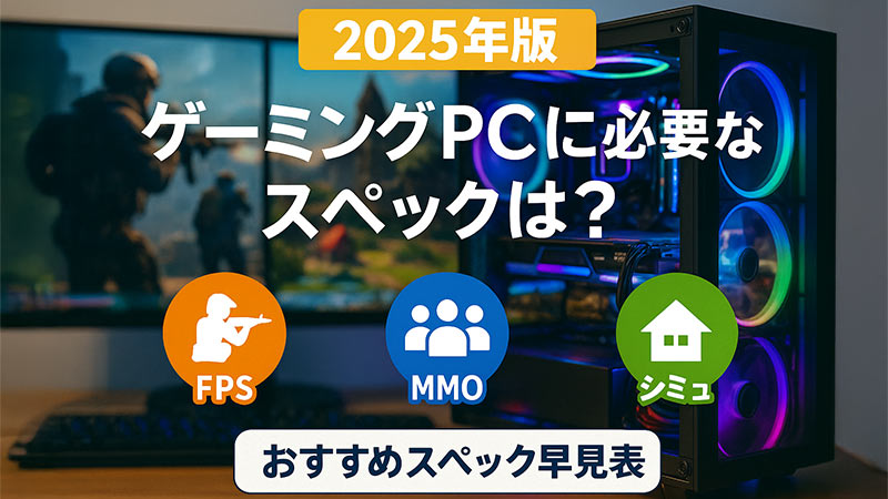 ゲーミングPCに必要なスペックは？FPS・MMO・シミュレーション別に紹介【2025年版】