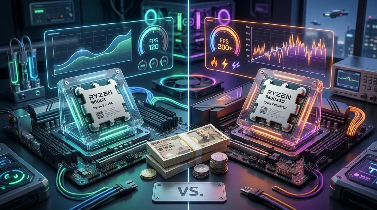 Ryzen 5 9600X vs Ryzen 7 9800X3D 徹底比較|¥27,000の差でゲームfpsは