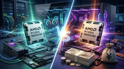 Ryzen 7 9800X3D vs 9850X3D 徹底比較｜3%の差に2.6万円の価値はあるか【2026年版】