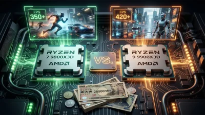 Ryzen 7 9800X3D vs 9900X3D 徹底比較｜2万円の差でゲーム性能はどう変わるか【2026年版】