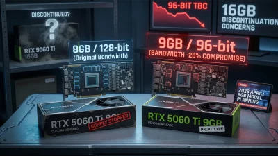 RTX 5060 Ti 8GB版 供給停止＋9GB VRAM版計画の全貌【2026年4月速報】｜96-bit化で帯域-25%の妥協モデル・16GB版ディスコン懸念