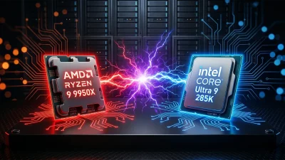 Ryzen 9 9950X vs Core Ultra 9 285K 徹底比較——16コア vs 24コア、非X3D無印フラッグシップの真価【2026年4月】