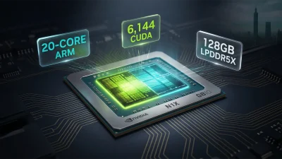 NVIDIA N1 / N1X ARM ノートPC SoC 速報｜GB10 流用・20コア + Blackwell 6144 CUDA + 128GB LPDDR5X、Computex 2026 で発表へ【2026.5】