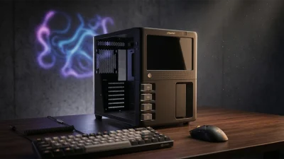 前面10.1インチでゲームも遊べるPCケース「InWin GX-285」｜COMPUTEX 2026 展示