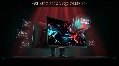 MSI MPG 322UR QD-OLED X24 完全先行解説｜31.5型 4K 240Hz 5層タンデムOLED + ダークアーマーフィルム ¥21.9万円【2026年6月版】