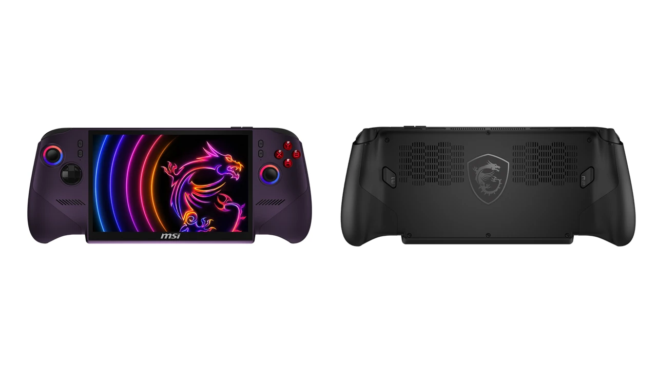 MSI Claw-8-EX-AI+CG3EM-406JP の本体前面と背面