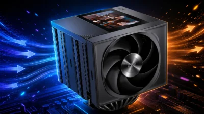 5インチ液晶搭載の超大型空冷CPUクーラー「RZ820-DISPLAY-BK」が発売｜実売2万6,030円、重量1.93kgの設置条件を確認