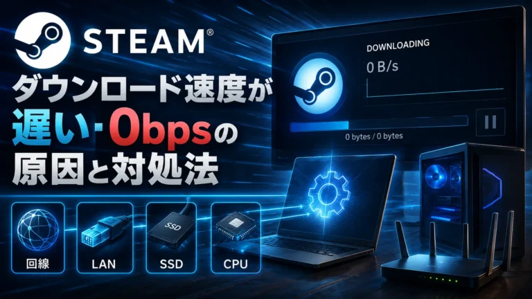 Steamのダウンロード速度が遅い・0bpsの原因と対処法