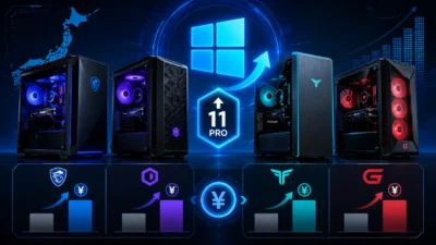 ゲーミングPCのWindows 11 Pro追加料金はいくら？ドスパラ・フロンティア・パソコン工房・G-Tuneの4社を2026年7月に比較