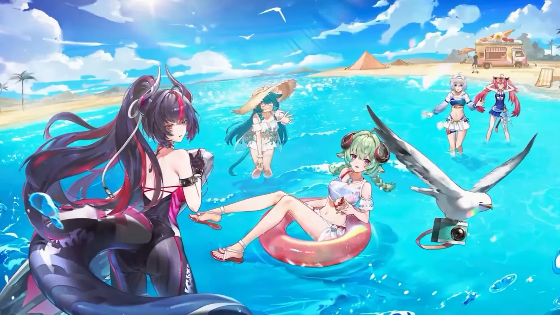 『NTE』Ver.1.3夏イベントの浜辺シーン、複数キャラクターが夏コスチュームで登場