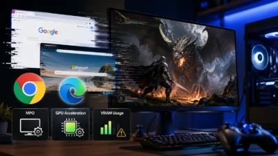 ChromeやEdgeでゲームがカクつく原因｜MPO・GPUハードウェアアクセラレーション・VRAM競合を切り分ける【2026年版】