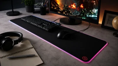 エレコムの光る超ワイドマウスパッド「MP-GL01BK」とは？幅900mm・LED10パターン、定価8,745円が今は2,450円台に