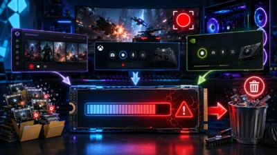 ゲーム録画でSSD容量が急に減る原因｜Steam・Xbox Game Bar・NVIDIAの保存先と削除方法【2026年版】