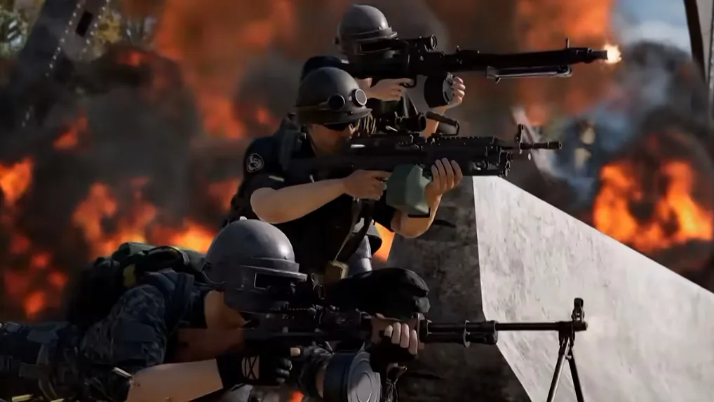 新LMG「RPD」を構えて交戦するPUBGのプレイヤーたち