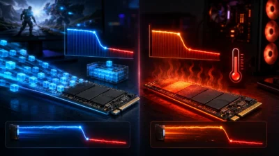 SSDのSLCキャッシュ切れとは？大容量ゲームを移動すると速度が急落する理由とサーマルスロットリングの見分け方【2026年版】
