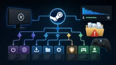 Steamのトラブルを症状から探す診断チャート｜起動・DL・破損・コントローラーまで32件の原因記事に一発リンク【2026年版】