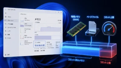 Windows 11の「コミット済み」メモリの意味とは｜RAM不足とページファイル・コミット上限不足の見分け方【2026年版】
