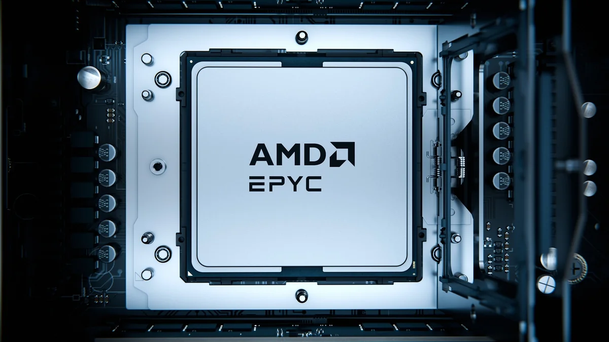 ソケットに装着されたAMD EPYCプロセッサー