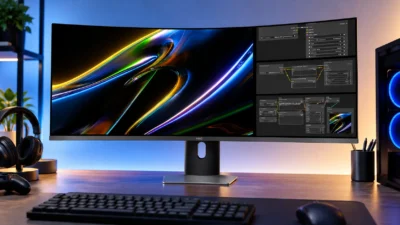 HKCが世界初43.8型「24:9」モニターを発表｜5760×2160・180Hz、4Kの1.5