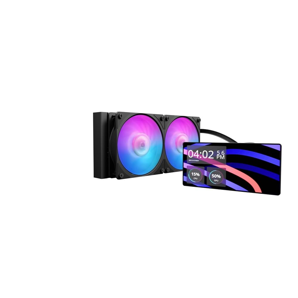 Cooler Master MasterLiquid Core LCD 6インチ 240の製品画像。ラジエーターとARGBファン、6インチLCDを搭載したウォーターブロック
