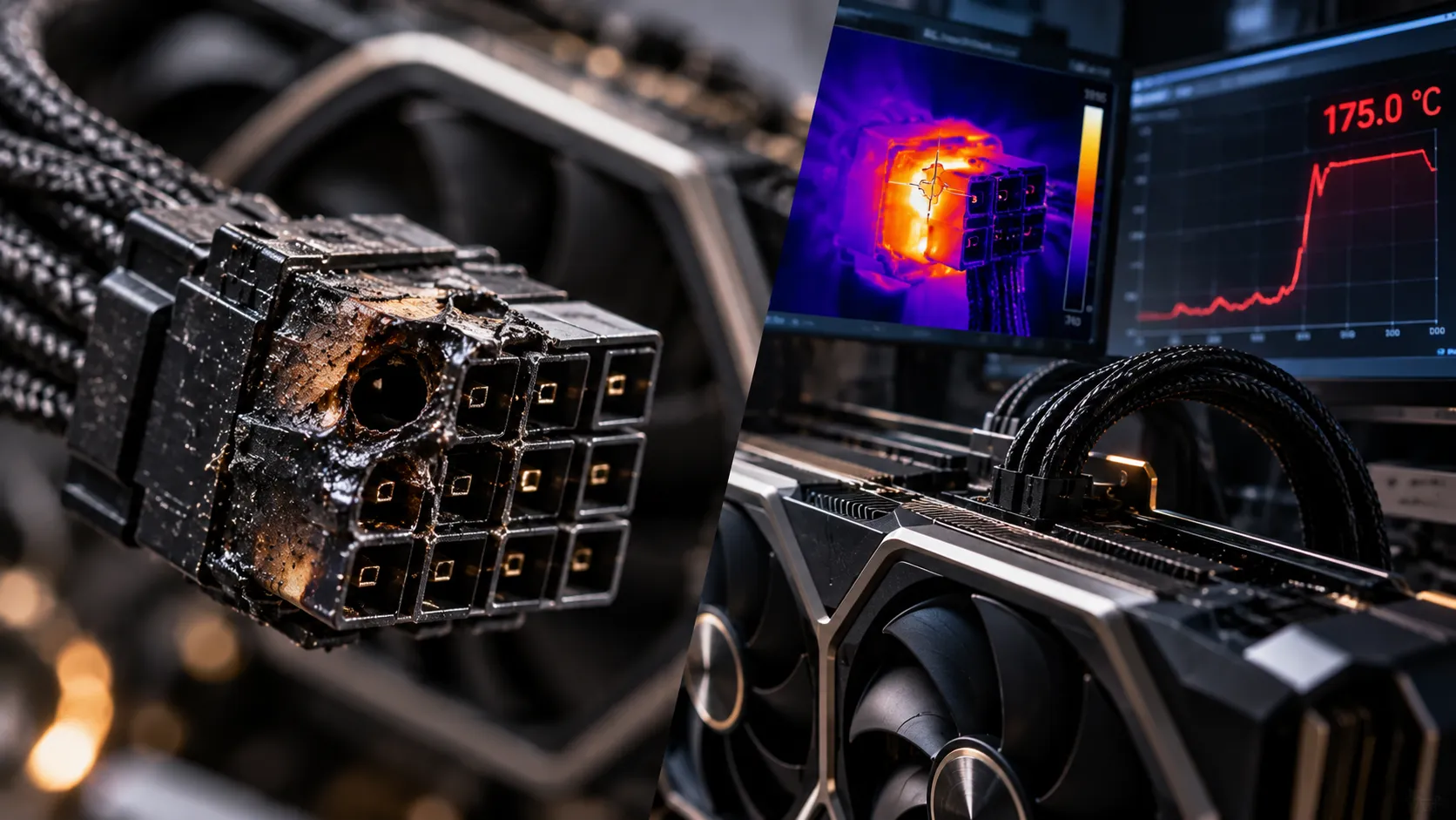 RTX 5090の16ピン電源コネクタが溶損