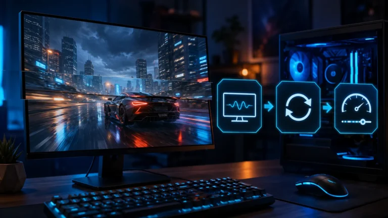 PCゲーム中に画面が横に裂けて見えるティアリングの原因と直し方