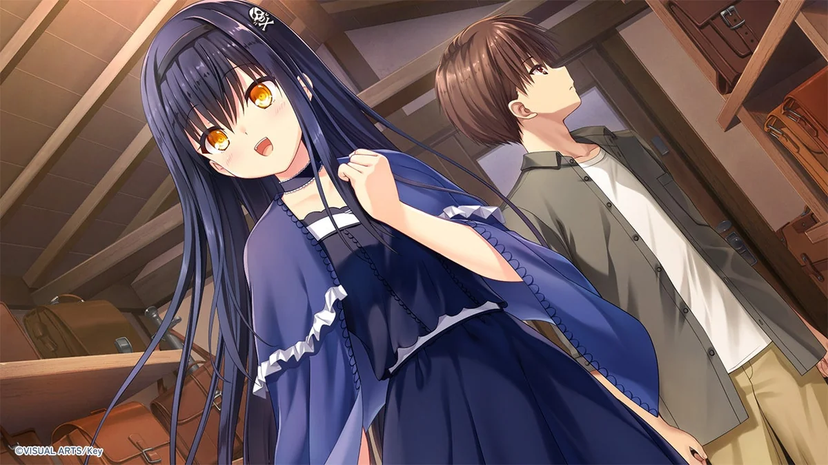 『Summer Pockets Sunnyside Stories』のゲーム画面(屋内のシーン)