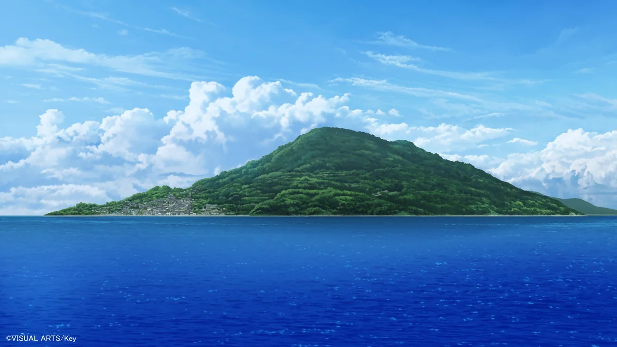 舞台となる鳥白島の背景美術