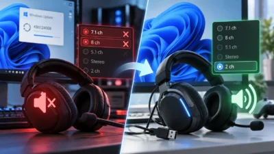 Windows 11 KB5124008でUSBヘッドセットが無音に｜7.1ch・8chだけ使えない不具合と2ch回避策【2026年9月】