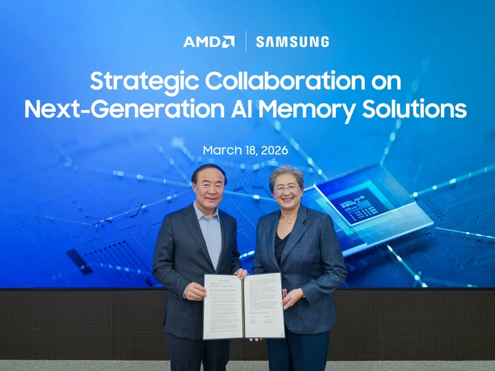 SamsungとAMDのHBM4に関する覚書の締結写真(2026年3月18日)