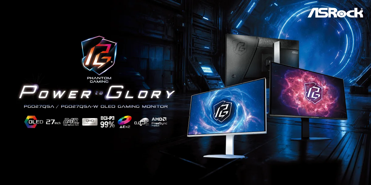 ASRock Phantom Gaming PGO27QSAとPGO27QSA-Wの外観
