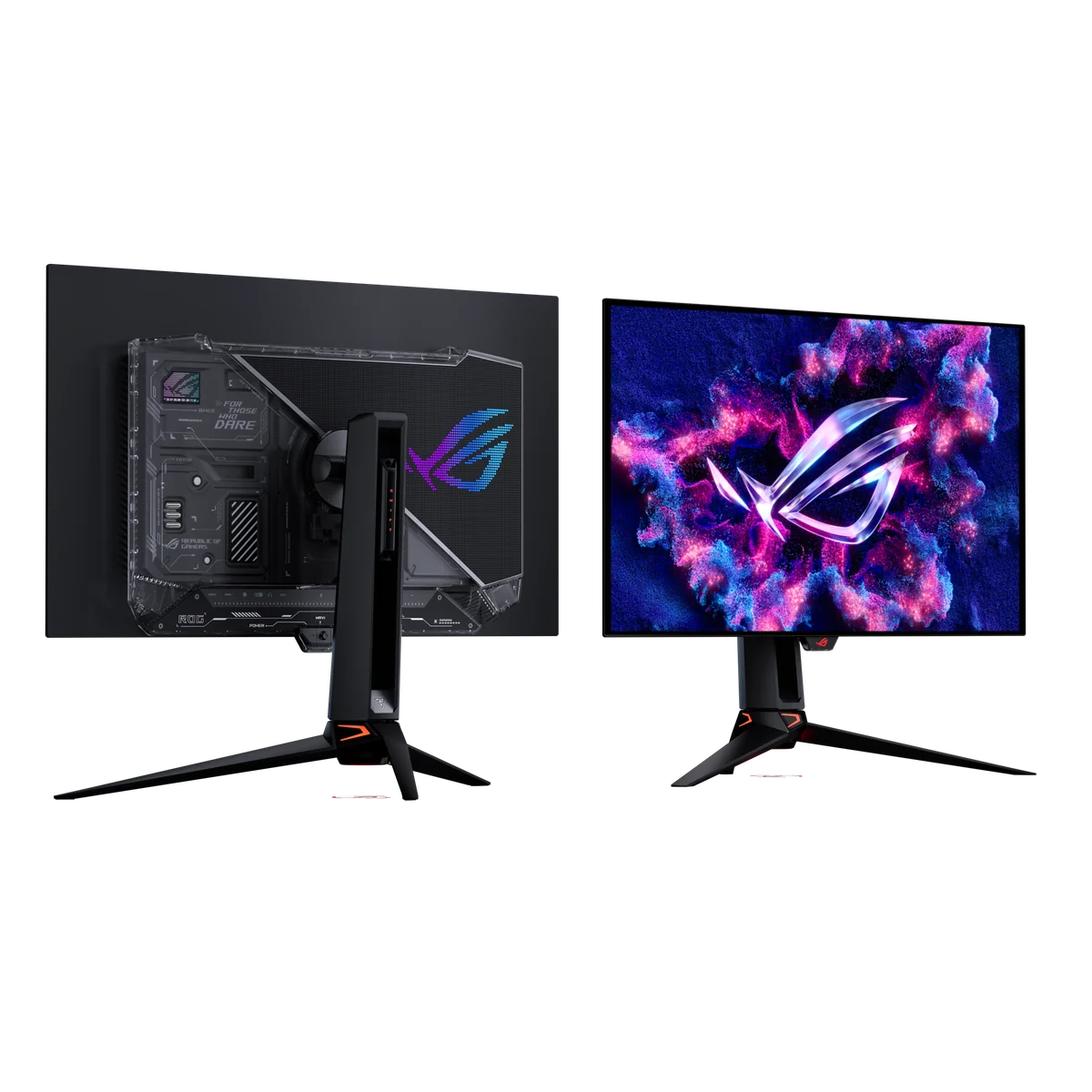 ROG Swift OLED PGシリーズの前面と背面