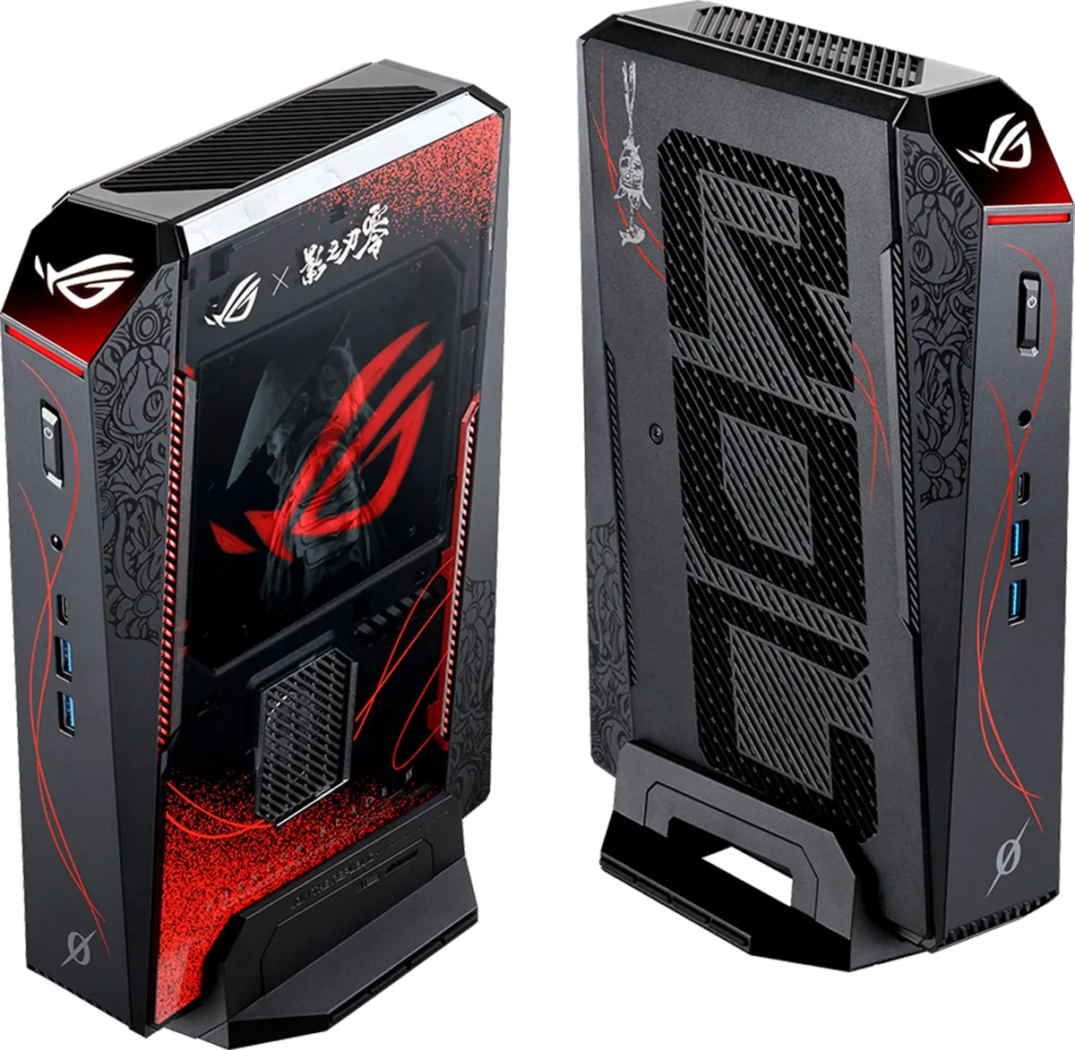 ROG NUC 16 Phantom Blade Zero Editionの外観（正面と背面）