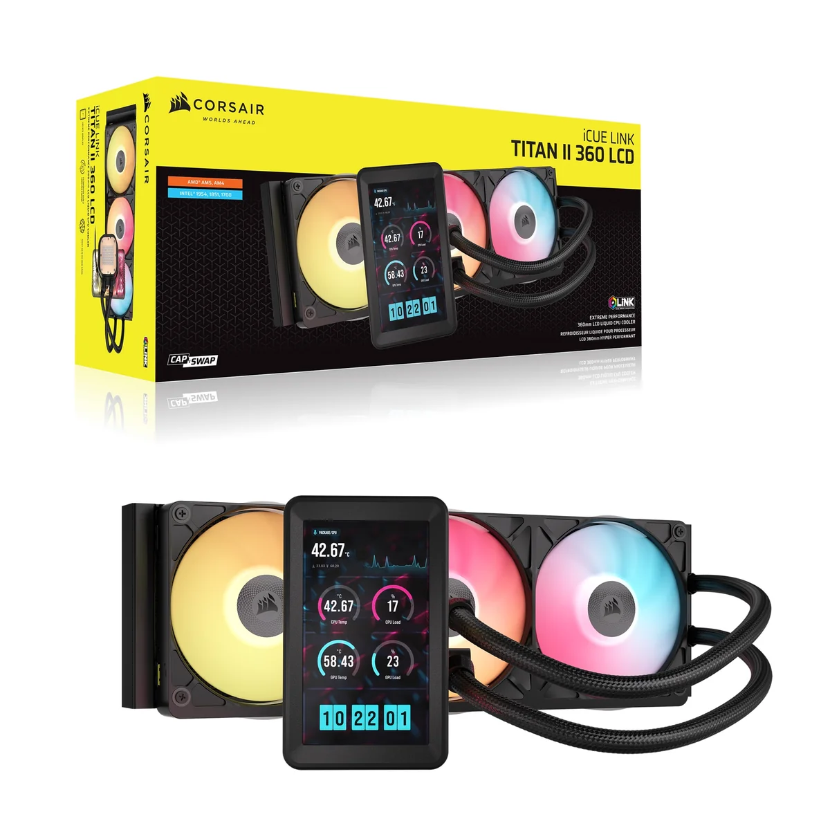 CORSAIR iCUE LINK TITAN II 360 RX LCDの外観とパッケージ