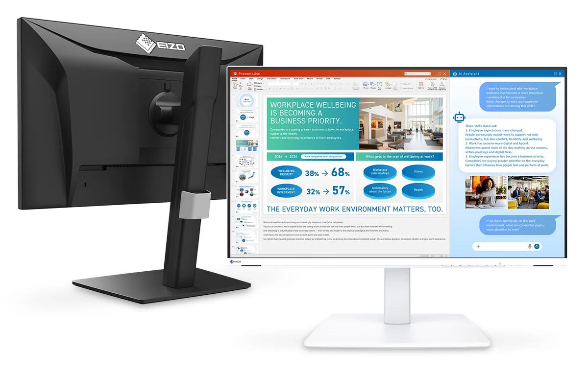 EIZO FlexScan EV2401Sの外観（ブラックとホワイト）