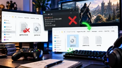 ゲームのini・cfgを編集しても反映されない原因｜.txtが付く・保存先違い・起動後に戻る時の確認手順【Windows 11】