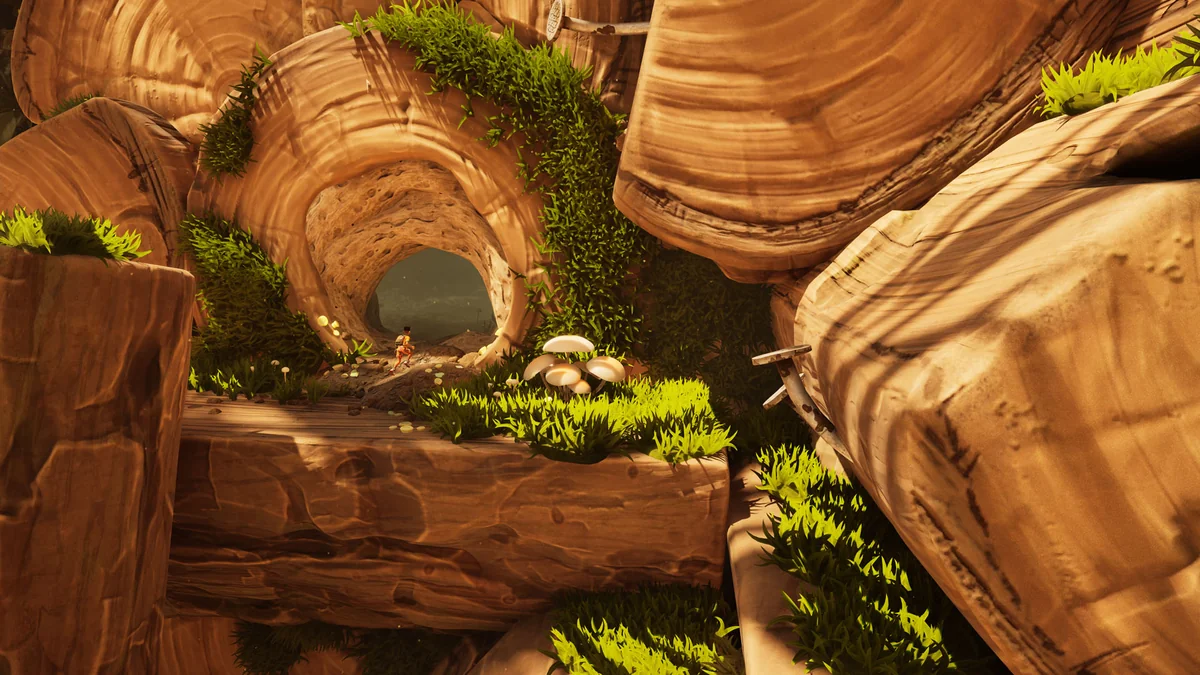 Grounded 2のWoodpileに積み重なる木材と探索エリア