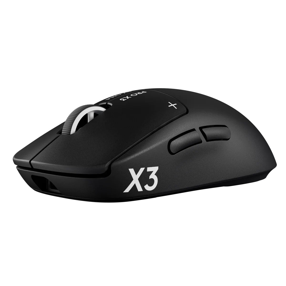 PRO X3 SUPERSTRIKEのブラックを左斜め前から見た外観。左側面に白い「X3」のロゴが入っている