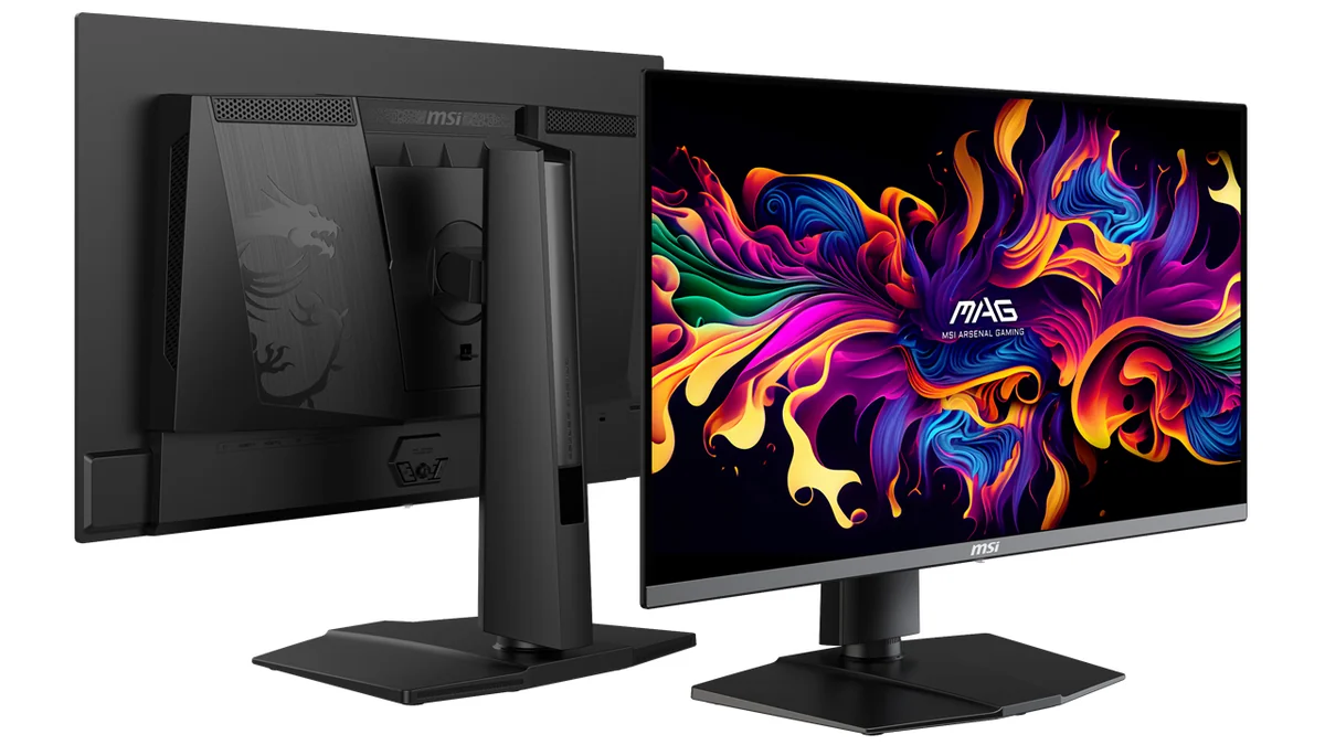 MAG 272UP QD-OLED X24の正面と背面