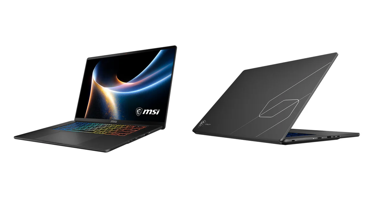 MSI Stealth 16 AI+ B3Wの外観（開いた状態と天板側）