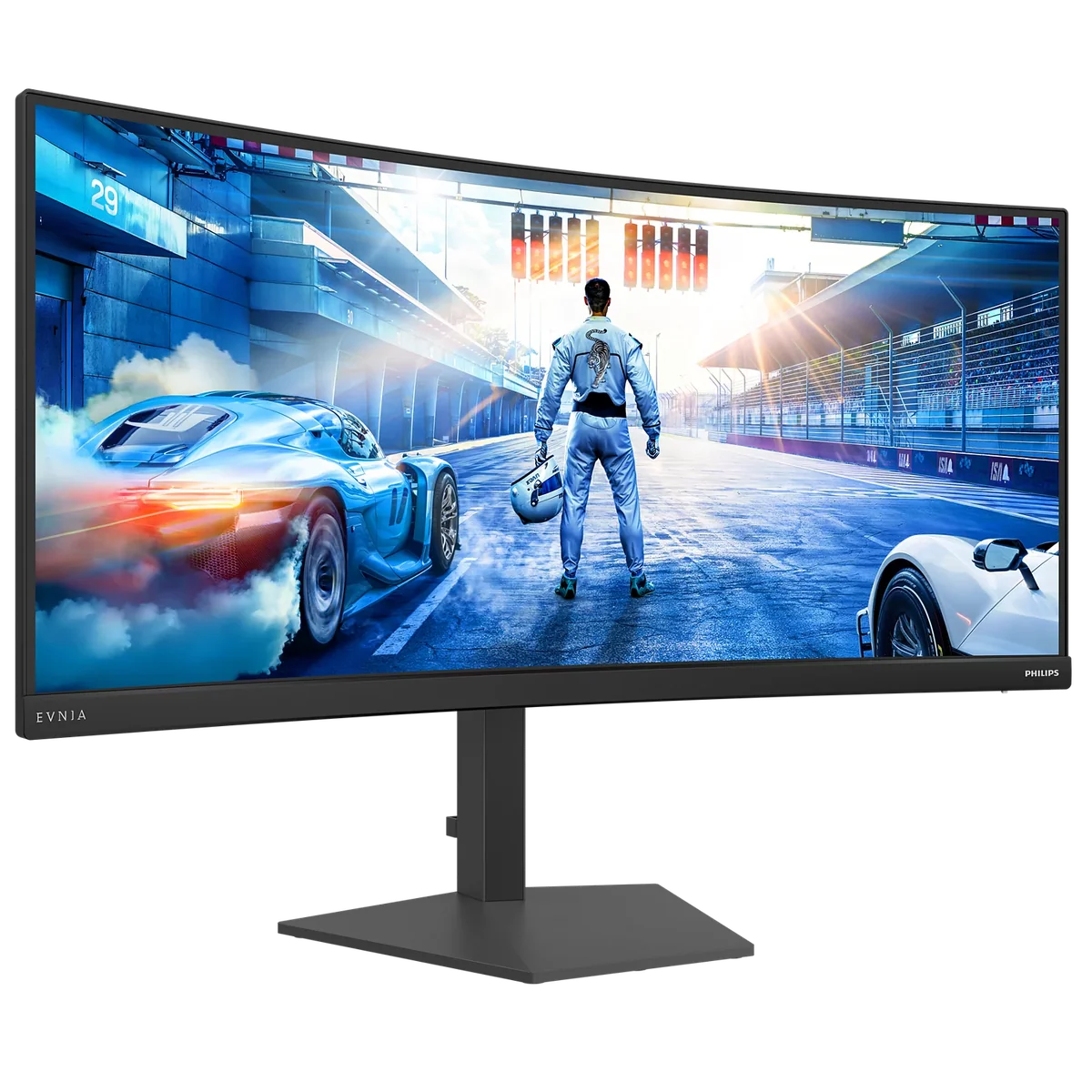 Philips Evnia 36M4C5500Pの外観(斜め)