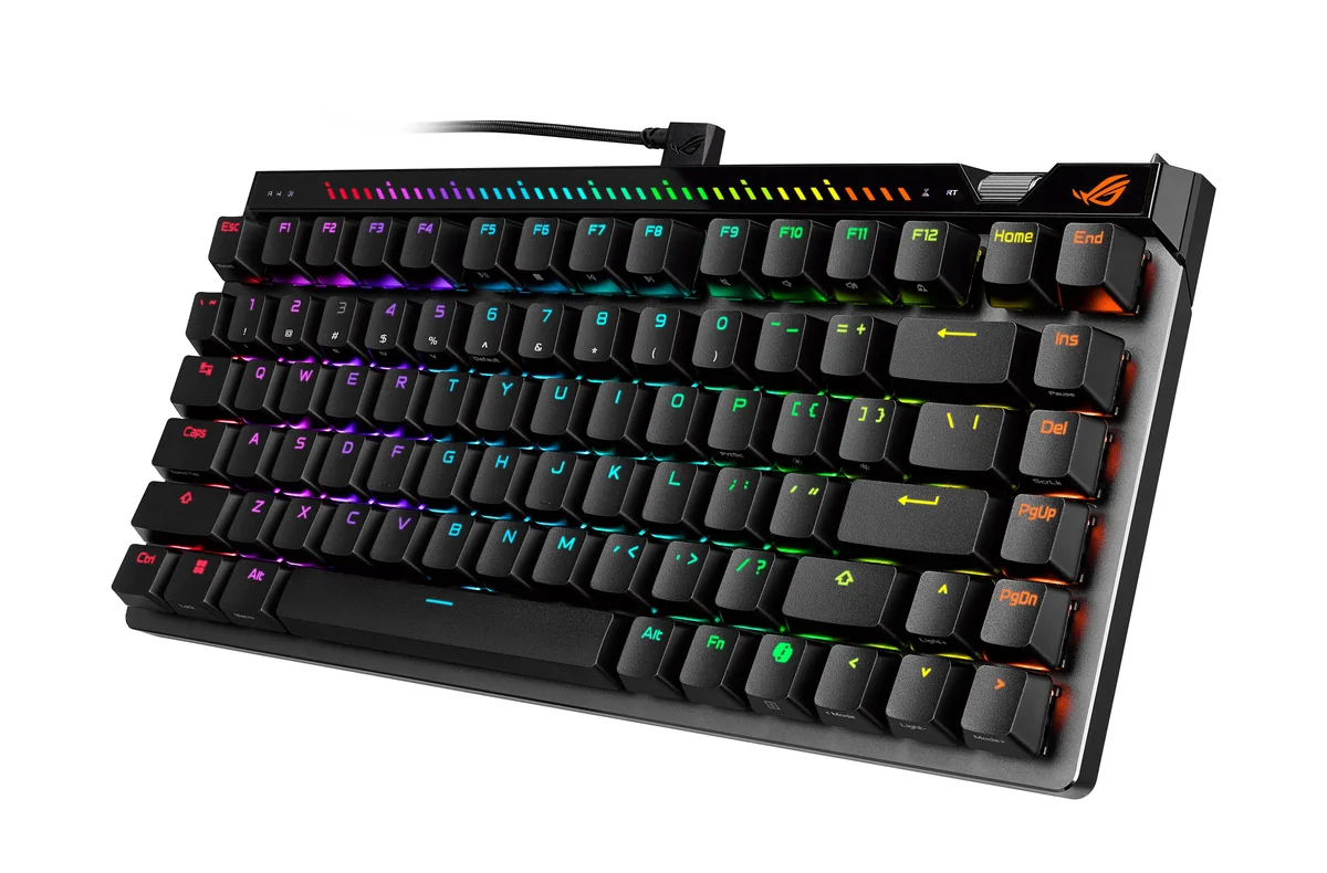 ROG Falchion Ace 75 HEの右上にある感度調整ホイールとF列の上のライトバー